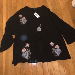 Torrid Black Embellished Challis Kimono